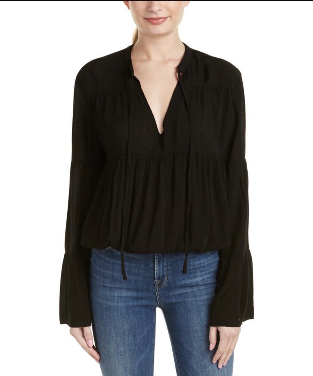 C&C California Bijoux Hippie Boho Black Blouse Top S Small Anthropologie $124